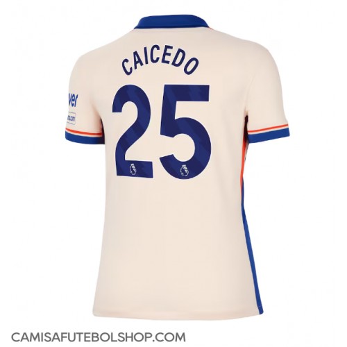 Camisa de time de futebol Chelsea Moises Caicedo #25 Replicas 2º Equipamento Feminina 2024-25 Manga Curta